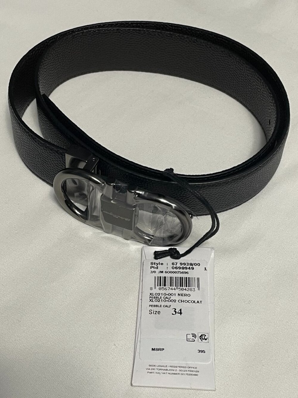 Salvatore Ferragamo Mens Belt Black Chocolate 67-9938 Size 34